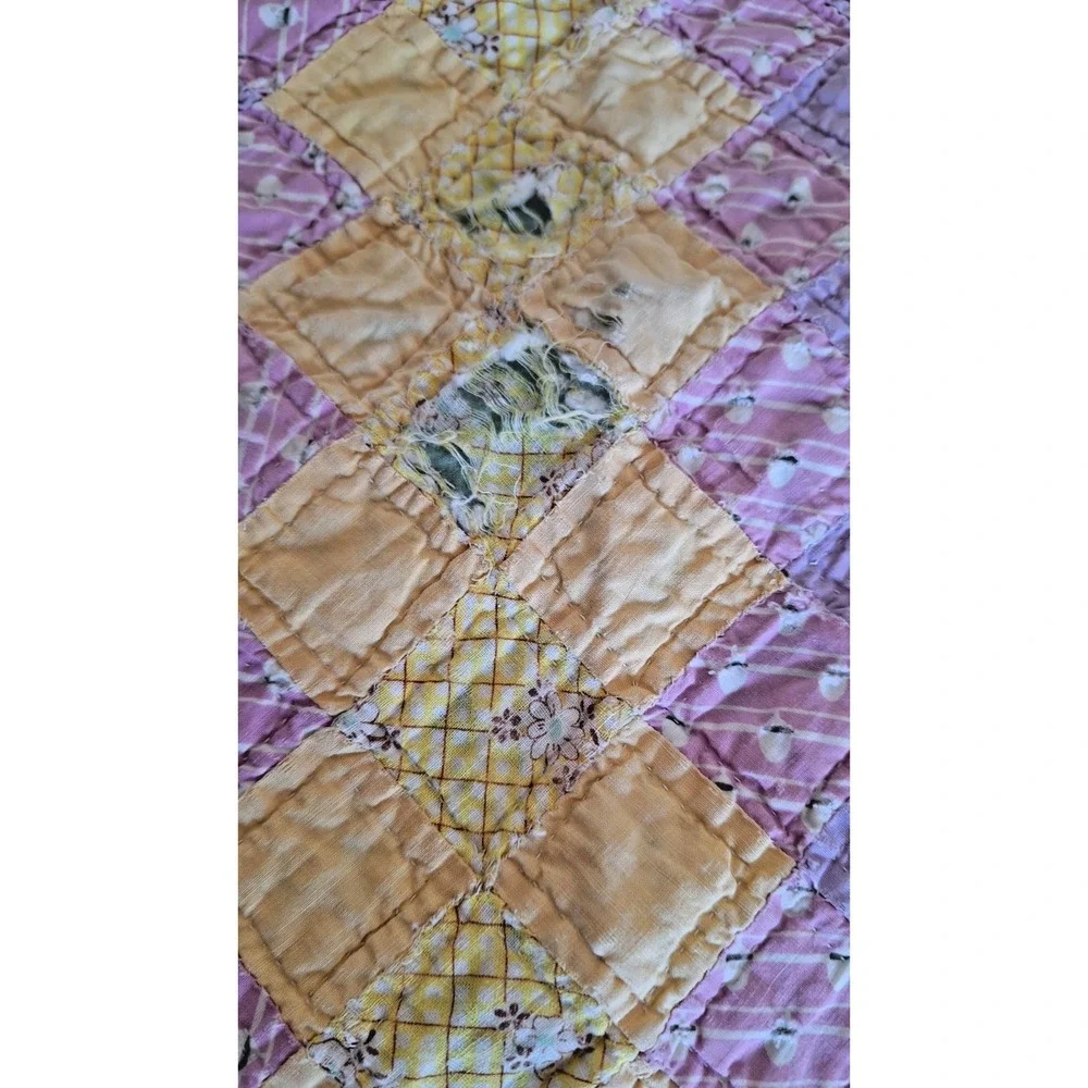 Vintage Trip Around the World Arch Quilt Patchwork 94 X 72 Floral Colorful